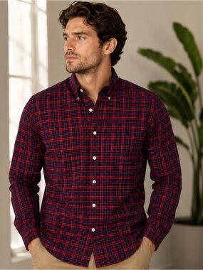Ralph Lauren Blake XL Red Navy Plaid Button Down Shirt 100% Cotton Classic